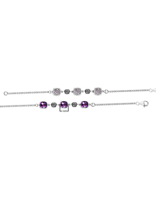 Load image into Gallery viewer, Simply Savvy Bali Artisan Sterling Silver Amethyst Bracelet – Handcrafted 925 Silver Luxury Gemstone Link Bracelet
