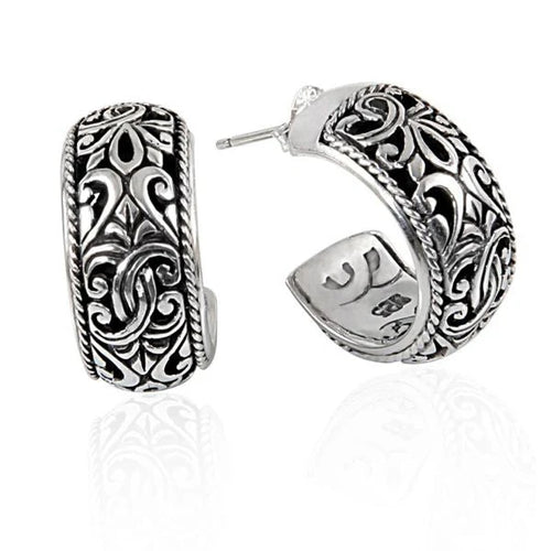 Load image into Gallery viewer, Simply Savvy Bali Artisan Sterling Silver Hoop Earrings – Handcrafted Elegance
