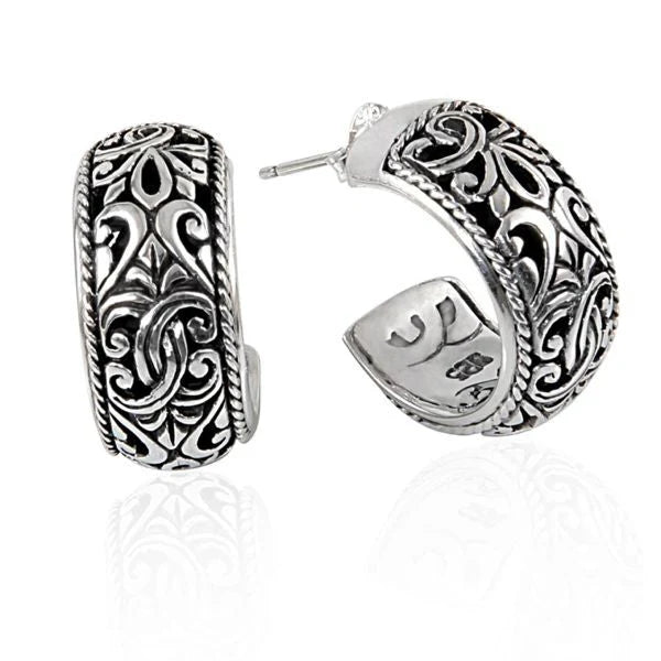 Simply Savvy Bali Artisan Sterling Silver Hoop Earrings – Handcrafted Elegance