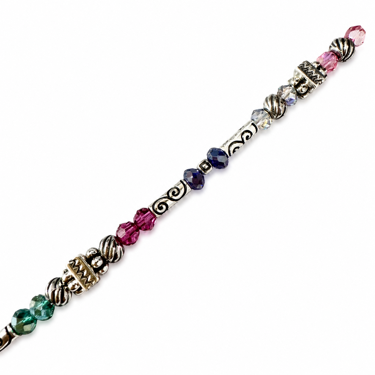 Brighton Rainbow Crystal Silver Tone Bracelet Adjustable 7-8"