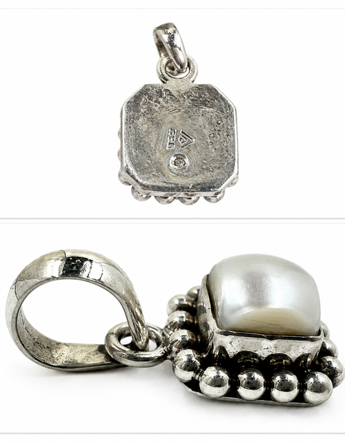 Load image into Gallery viewer, Pre-Owned Silpada Freshwater Pearl Button Frame Pendant Sterling Silver – S1211
