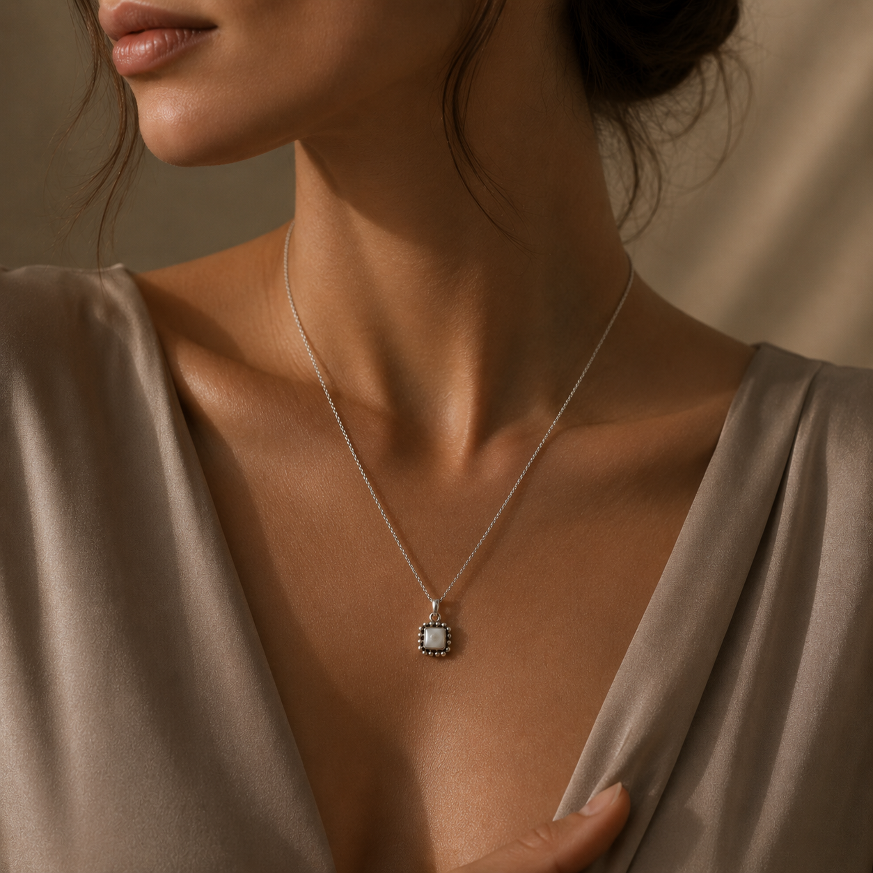 Pre-Owned Silpada Freshwater Pearl Button Frame Pendant Sterling Silver – S1211