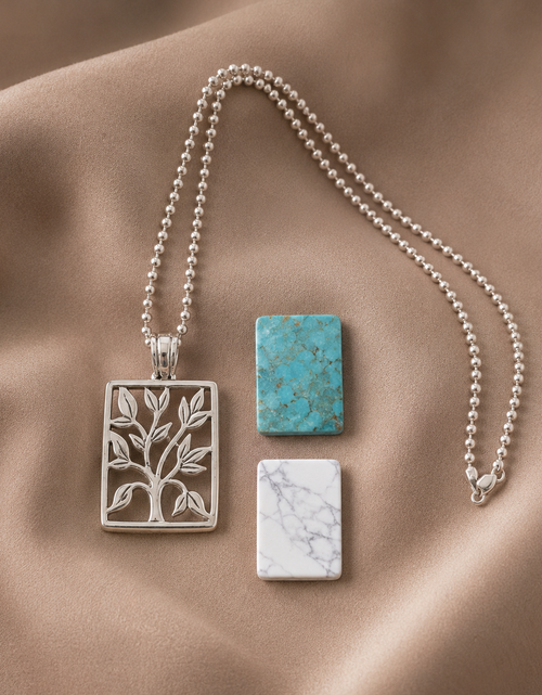 Load image into Gallery viewer, Pre-Owned Silpada Interchangeable Pendant Necklace Set Sterling Silver Turquoise Howlite S1957
