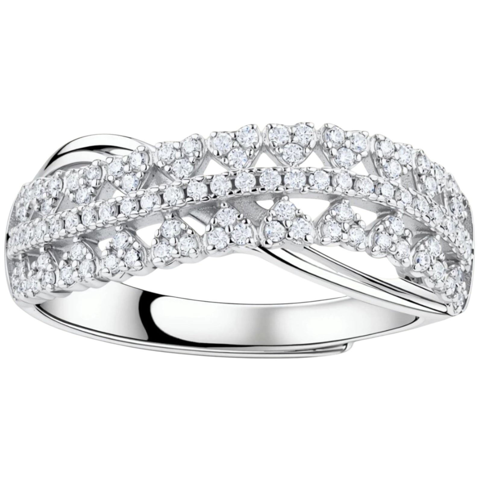 Moissanite Infinity Crossover Ring in 925 Sterling Silver