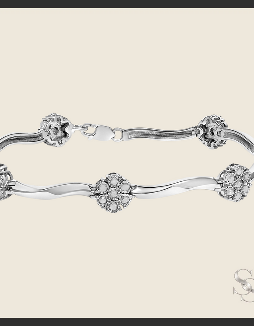 Load image into Gallery viewer, 1.0 cttw Miracle-Set Diamond 7-Stone Floral Cluster Bracelet
