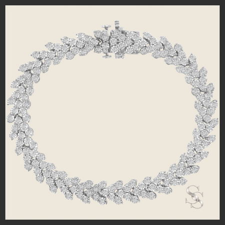Sterling Silver 2.00 cttw Diamond Laurel Wreath Link Bracelet