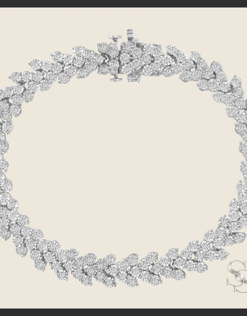 Load image into Gallery viewer, Sterling Silver 2.00 cttw Diamond Laurel Wreath Link Bracelet
