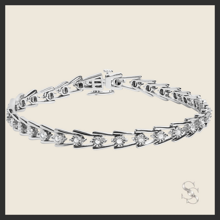 Sterling Silver Diamond Wave-Style Link Bracelet (0.5 cttw, I-J Color, I3 Clarity)