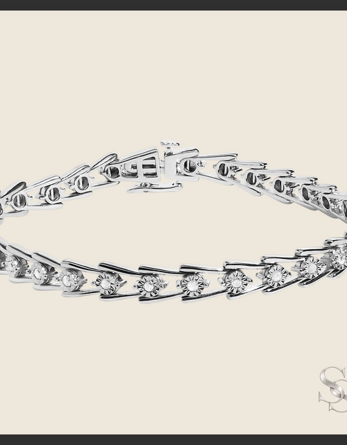 Load image into Gallery viewer, Sterling Silver Diamond Wave-Style Link Bracelet (0.5 cttw, I-J Color, I3 Clarity)

