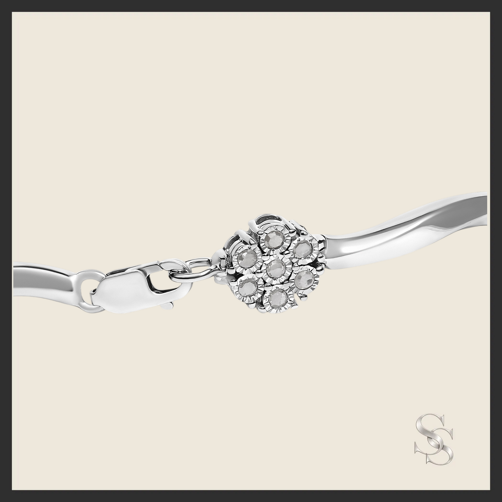 1.0 cttw Miracle-Set Diamond 7-Stone Floral Cluster Bracelet