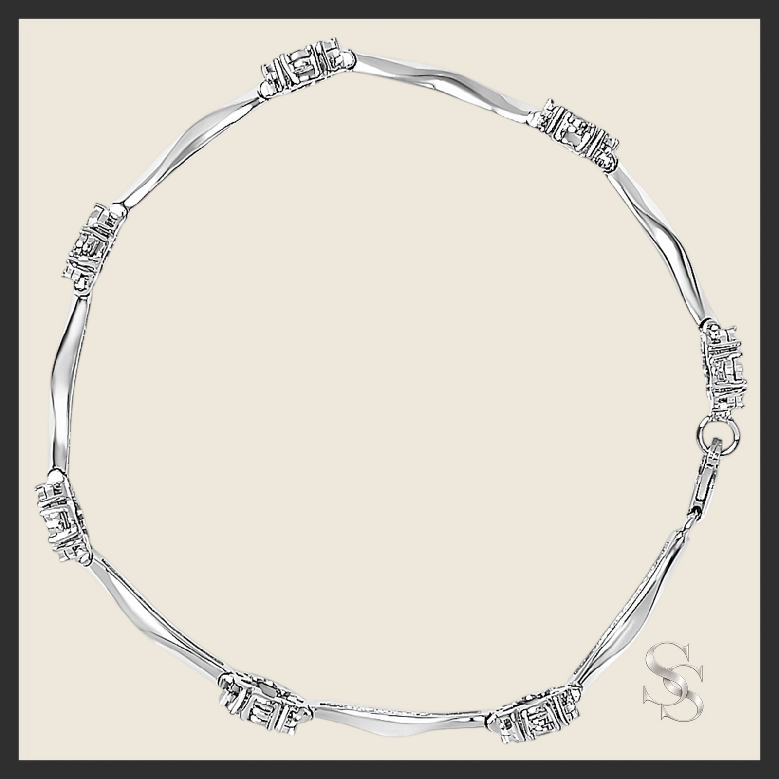 1.0 cttw Miracle-Set Diamond 7-Stone Floral Cluster Bracelet