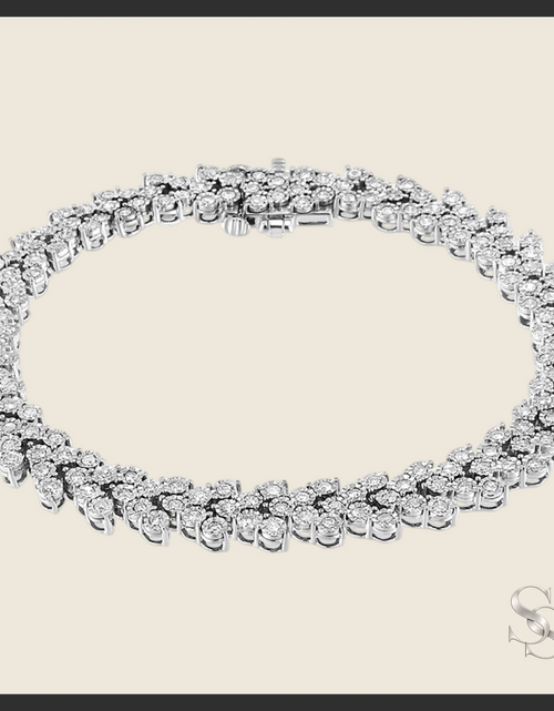 Load image into Gallery viewer, Sterling Silver 2.00 cttw Diamond Laurel Wreath Link Bracelet
