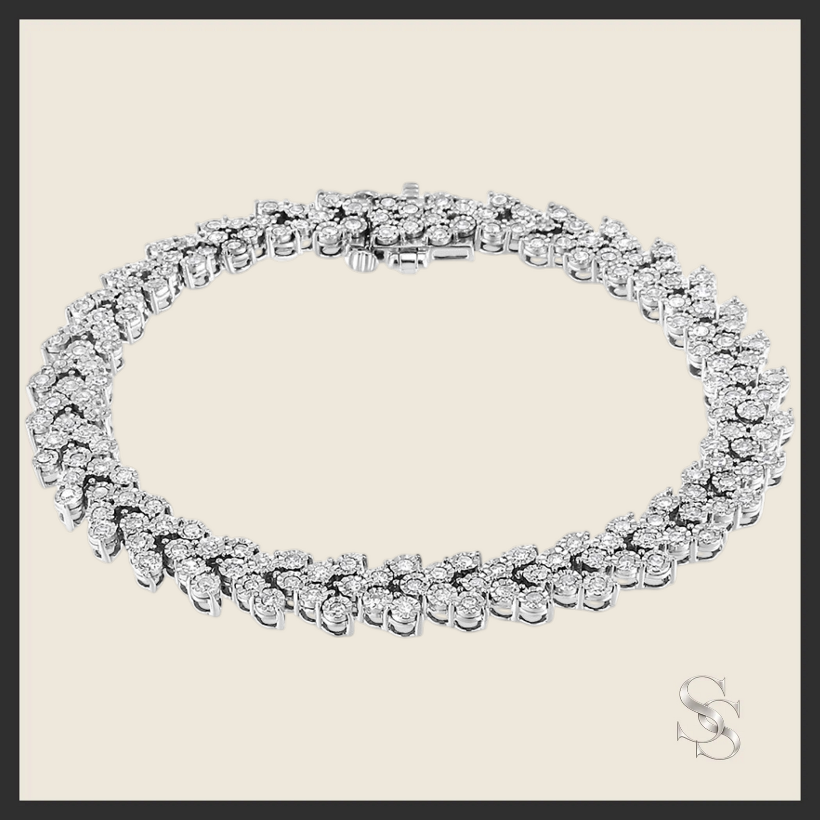 Sterling Silver 2.00 cttw Diamond Laurel Wreath Link Bracelet