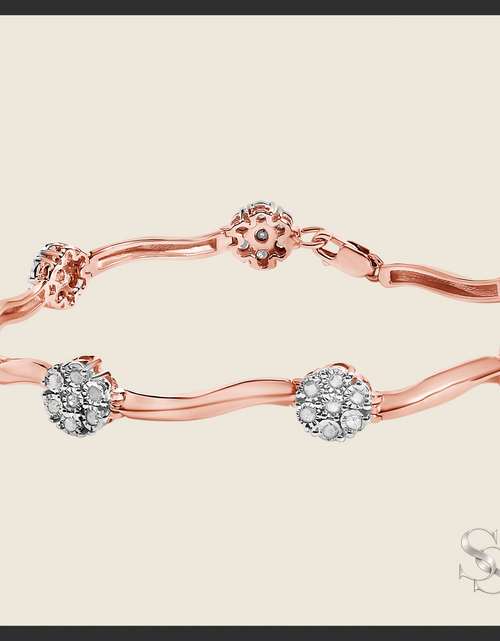 Load image into Gallery viewer, 1.0 cttw Miracle-Set Diamond 7-Stone Floral Cluster Bracelet
