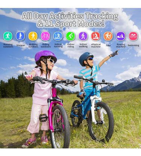 Kids Watch Fitness Tracker, Fitness Watches for Kids, Activity Tracker with Pedometers, Stopwatch, IP68 Waterproof, 11 Sport Modes Smart Watch for Kids Age 6-16 Years Old