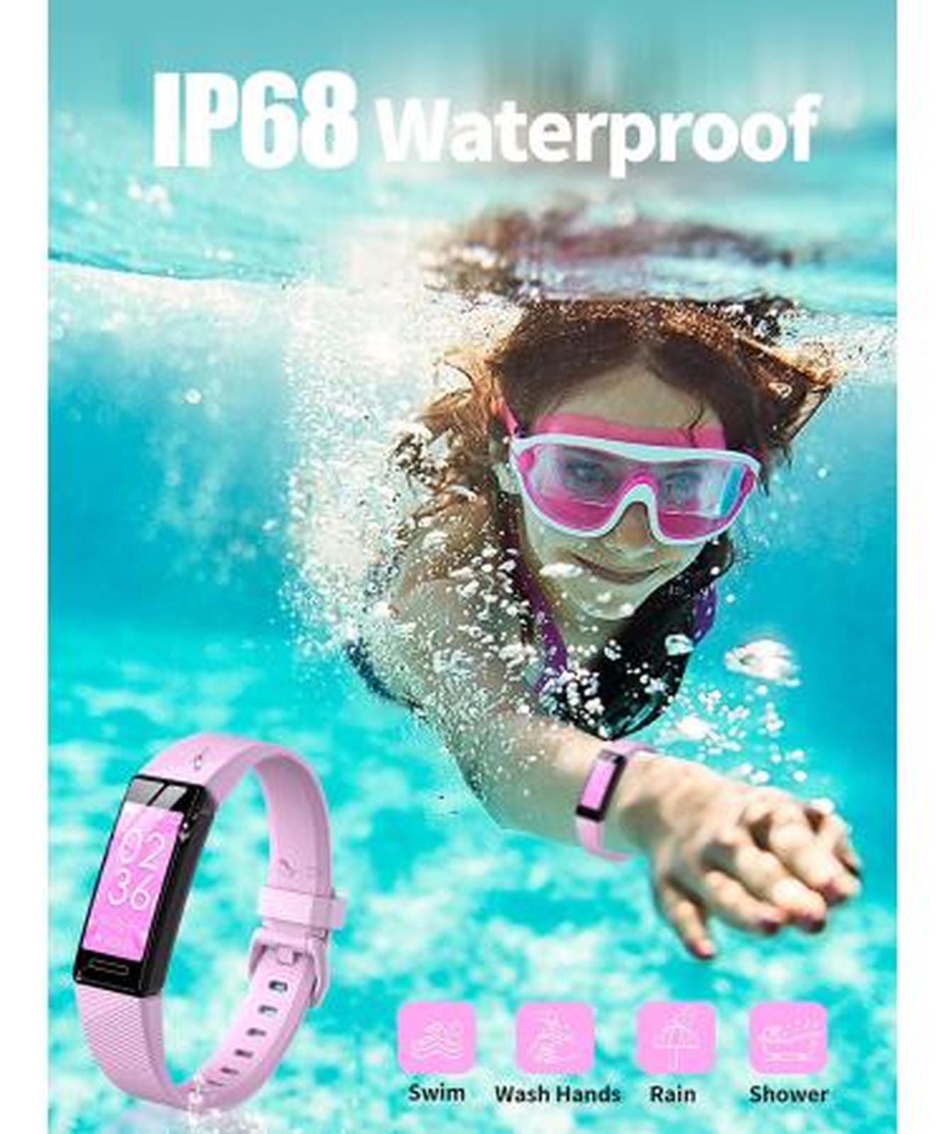 Kids Watch Fitness Tracker, Fitness Watches for Kids, Activity Tracker with Pedometers, Stopwatch, IP68 Waterproof, 11 Sport Modes Smart Watch for Kids Age 6-16 Years Old