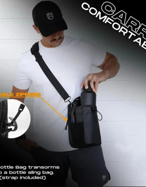 Load image into Gallery viewer, Magnetic Water Bottle Holder Gym Water Bottle Carrier Bag W/ Phone Pocket Handle Shoulder Strap 6 Built-In Magnets Water Bottle
