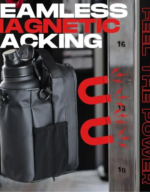 Load image into Gallery viewer, Magnetic Water Bottle Holder Gym Water Bottle Carrier Bag W/ Phone Pocket Handle Shoulder Strap 6 Built-In Magnets Water Bottle
