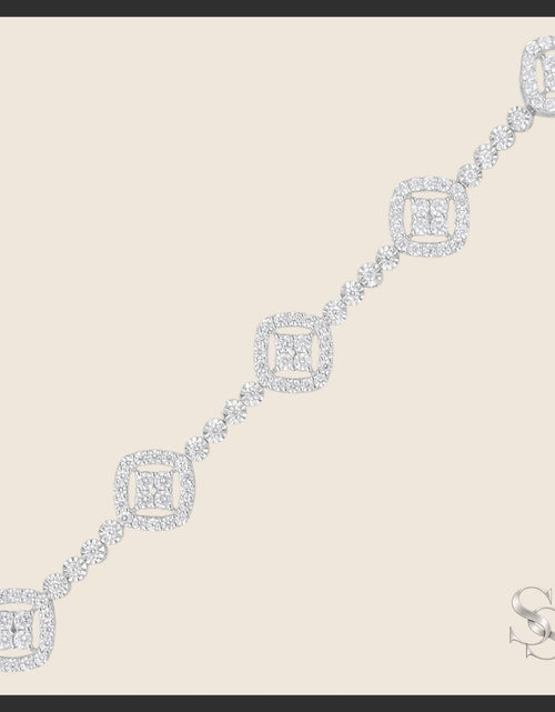 Load image into Gallery viewer, Sterling Silver 3.00 cttw Diamond Halo Square Link Bracelet
