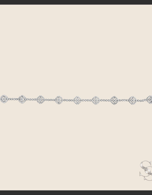 Load image into Gallery viewer, Sterling Silver 3.00 cttw Diamond Halo Square Link Bracelet
