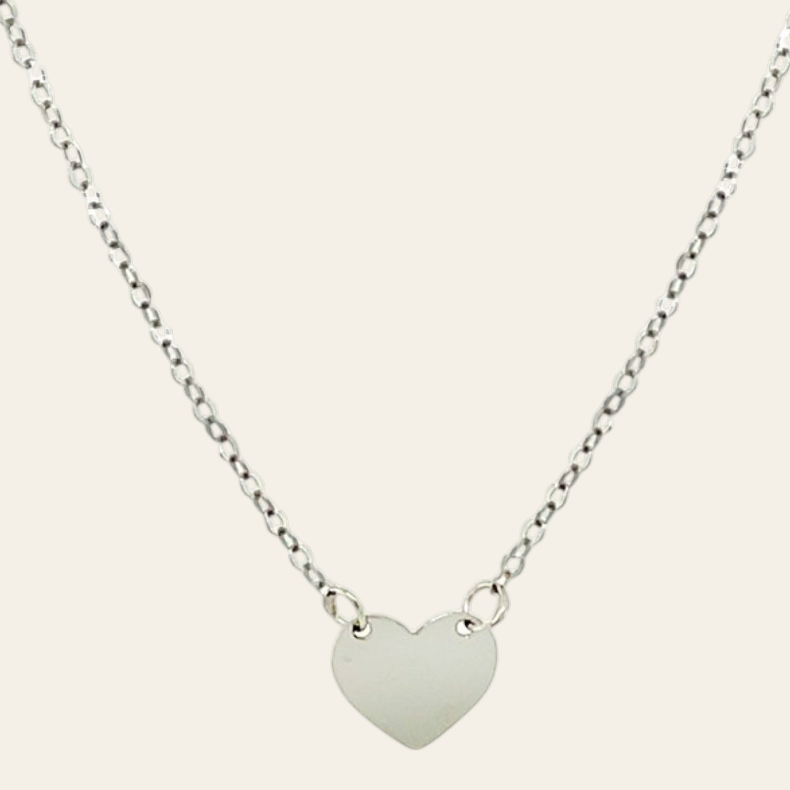 14K White Gold Polished Mini Heart Necklace 18 Inch
