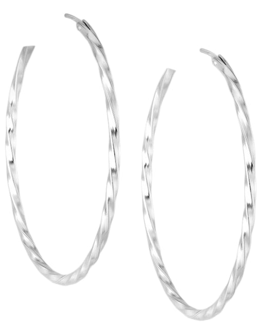 Load image into Gallery viewer, 925 Sterling Silver “Twisted Statement Hoop Earrings”
