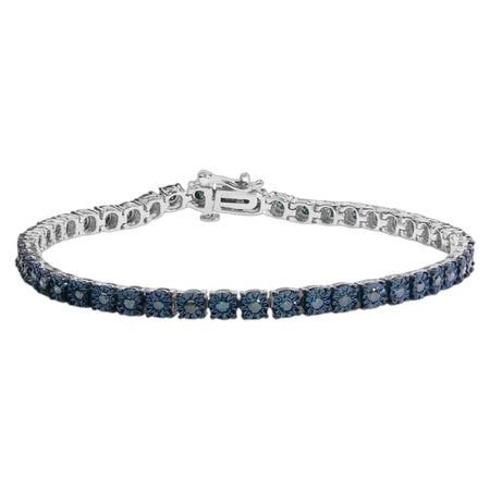 Sterling Silver 1.00 CTW Blue Diamond Tennis Bracelet – 7"
