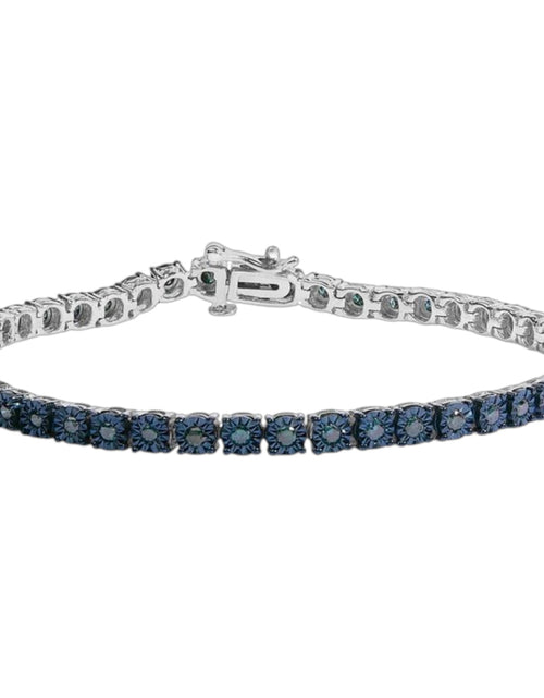 Load image into Gallery viewer, Sterling Silver 1.00 CTW Blue Diamond Tennis Bracelet – 7"
