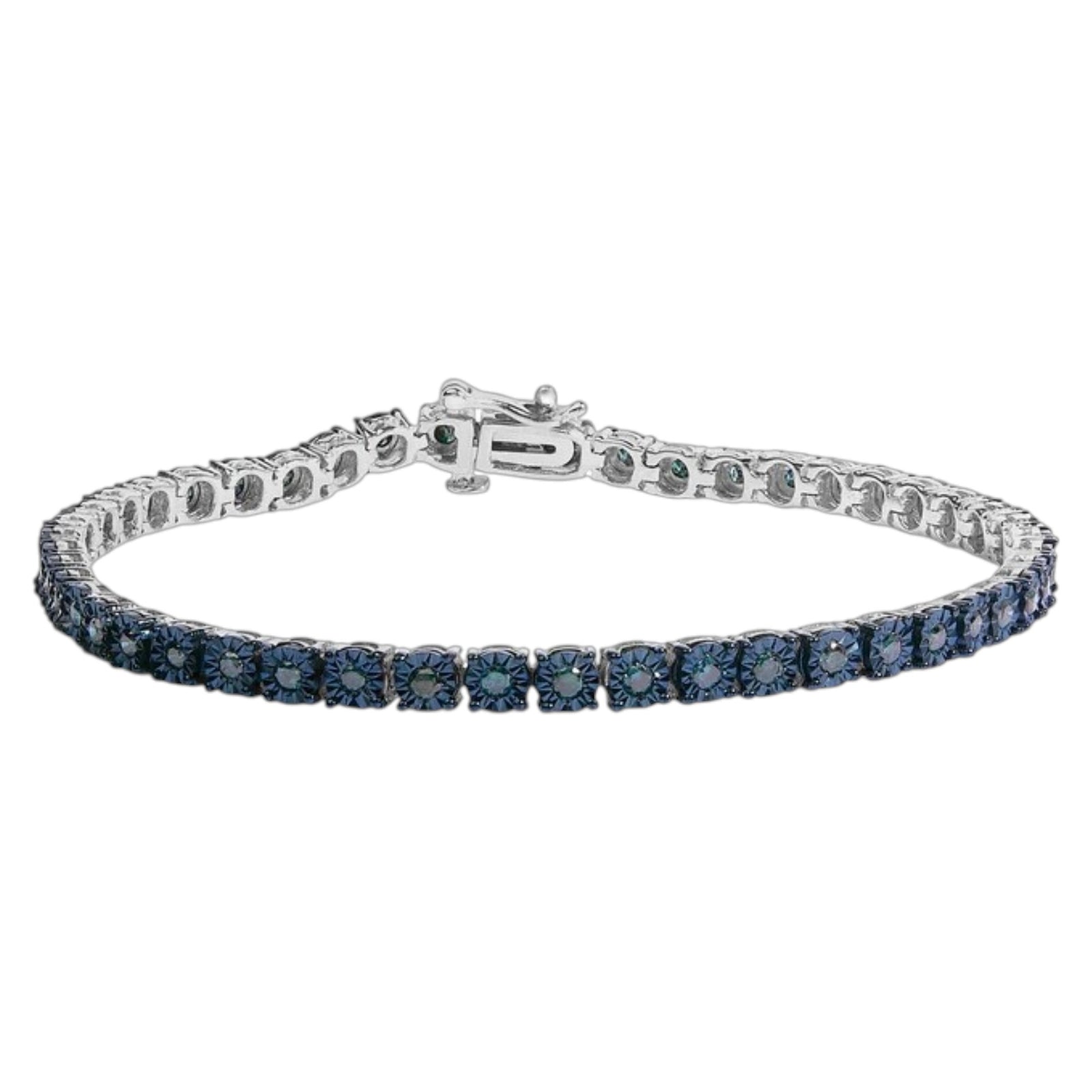 Sterling Silver 1.00 CTW Blue Diamond Tennis Bracelet – 7"