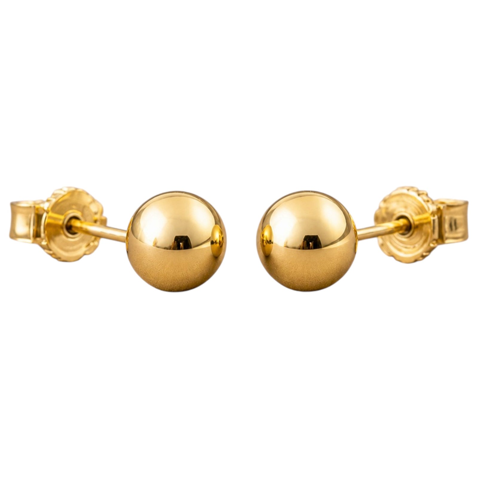 Golden Core Studs - 14K Yellow Gold 7.5mm Ball Stud Earrings – High Polish Classic