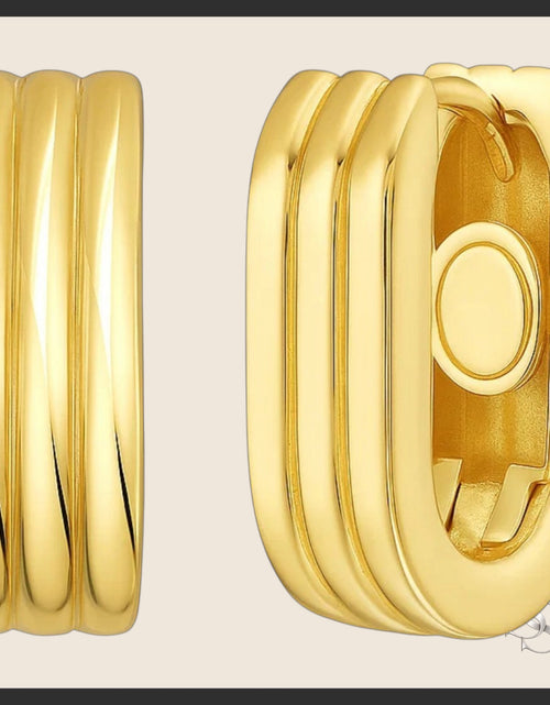 Load image into Gallery viewer, 14K Yellow Gold Fancy Oval Triple Row Hoop Earrings
