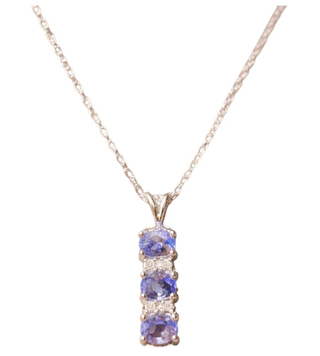 10K White Gold Violet Cascade Pendant Necklace – 18"