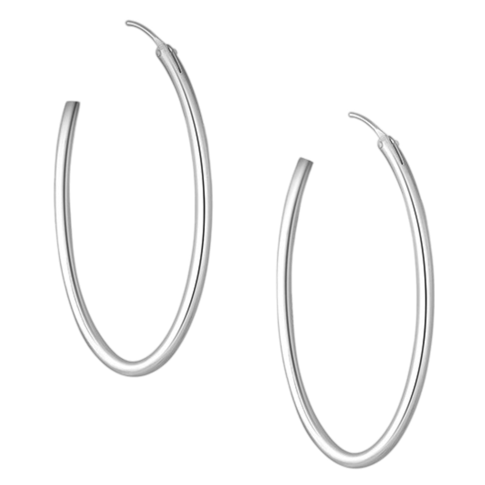 925 Sterling Silver “Classic Everyday Hoops” Earrings – 1.7”