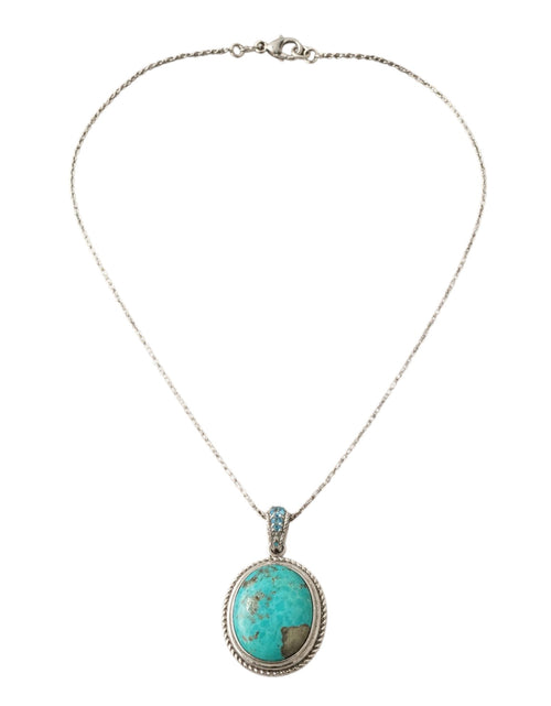Load image into Gallery viewer, Azure Crown Turquoise Pendant- Pangea Mines Campo Frio Turquoise &amp; Swiss Blue Topaz
