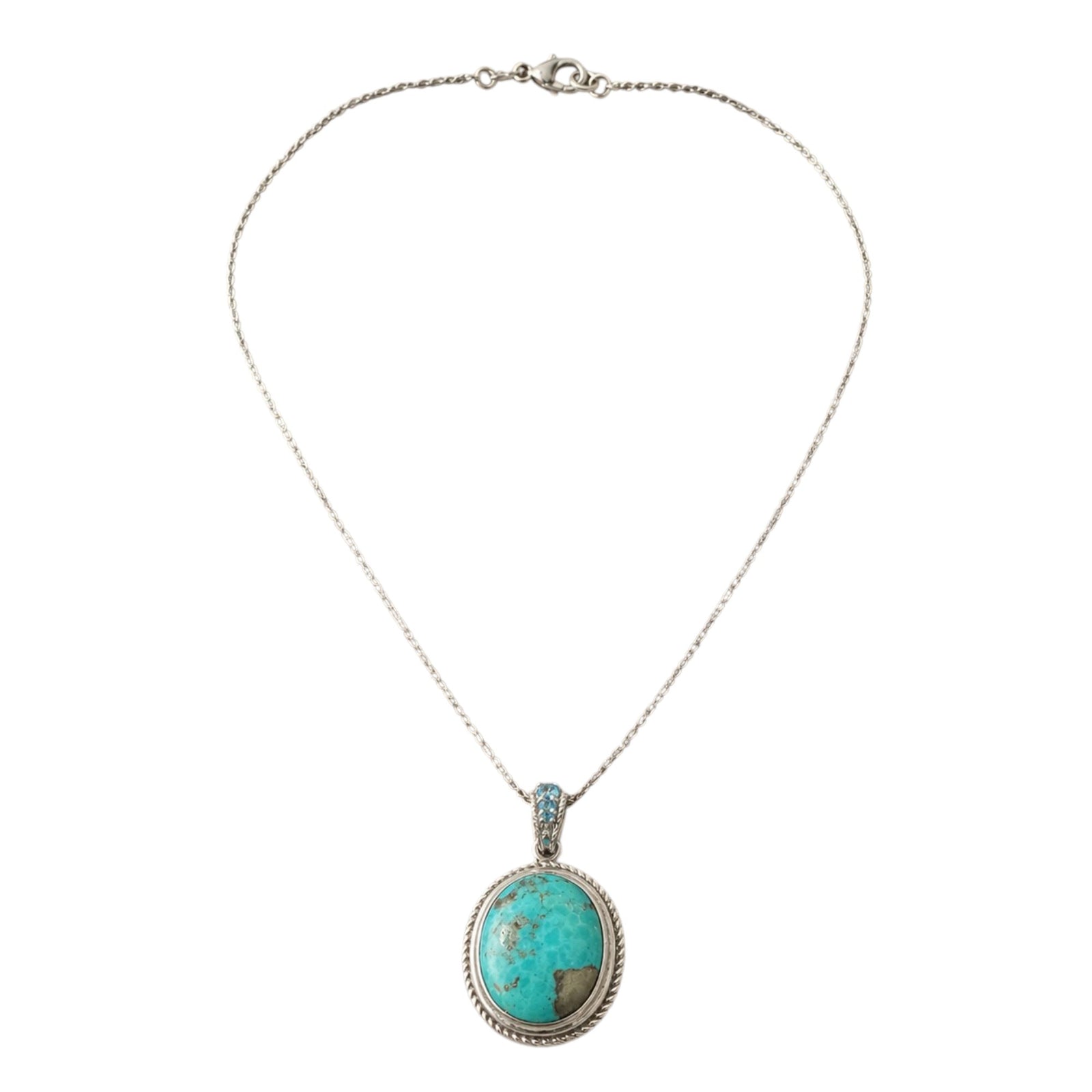 Azure Crown Turquoise Pendant- Pangea Mines Campo Frio Turquoise & Swiss Blue Topaz