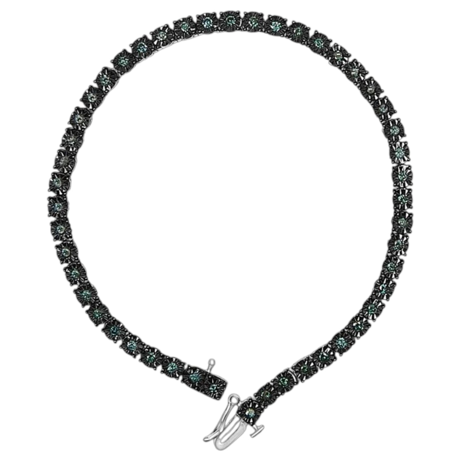 Sterling Silver 1.00 CTW Blue Diamond Tennis Bracelet – 7"