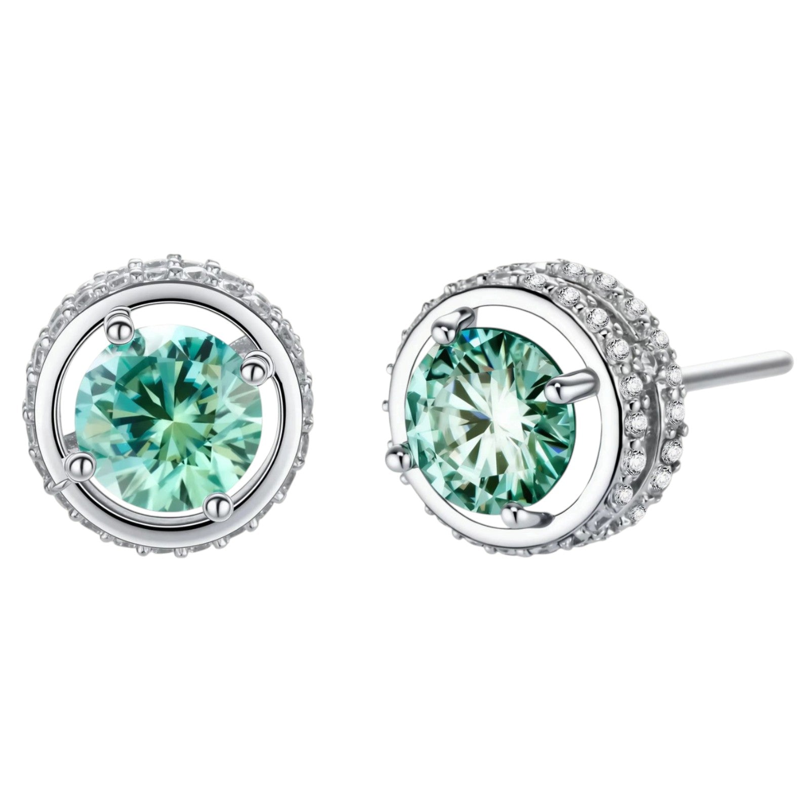 Simply Savvy Emerald Spark Halo Studs