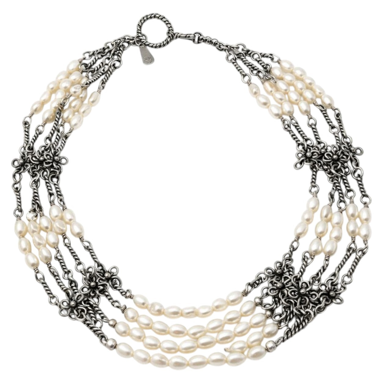 Pre-Owned Silpada 5-Strand Sterling Silver Pearl Necklace - Retired Design