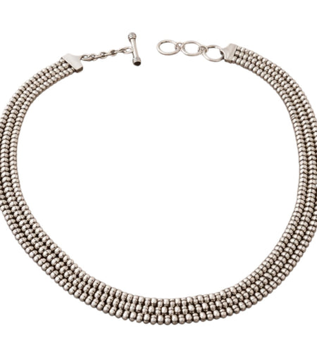 Pre-Owned Silpada Sterling Silver 3-Strand Popcorn Necklace - Retired Design