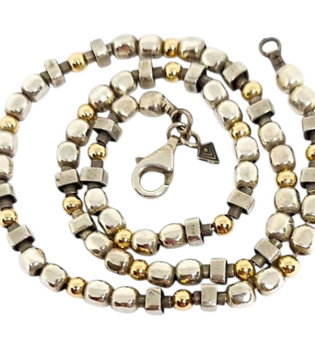 Pre-Owned Silpada Sterling Silver / Gold Filled Bead Necklace - Retired Design