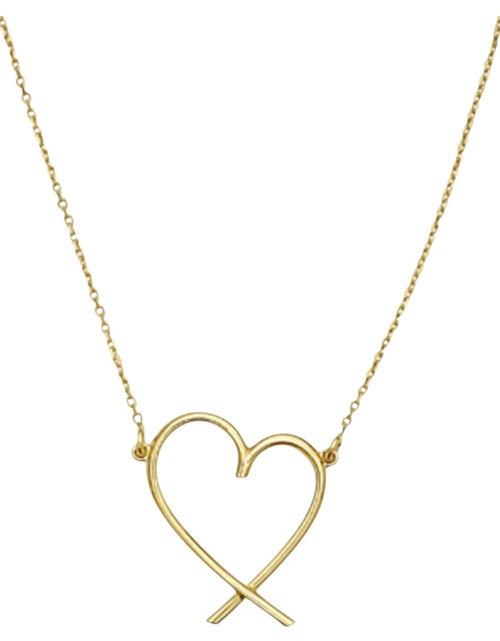 Load image into Gallery viewer, 14K Yellow Gold Open Heart Necklace Adjustable 16–18 Inch
