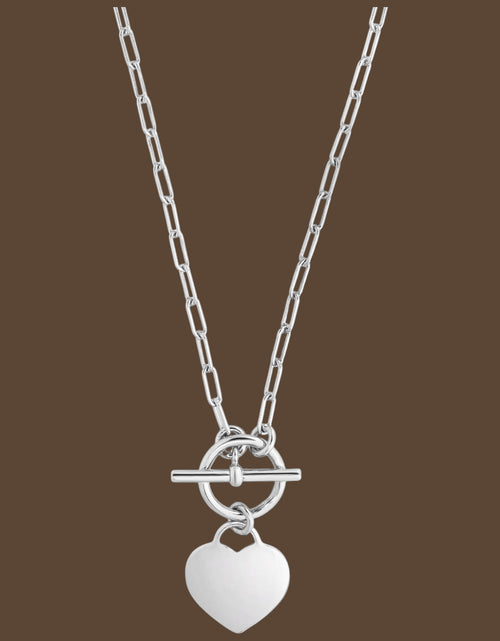 Load image into Gallery viewer, Sterling Silver Rhodium Plated Heart Toggle Necklace
