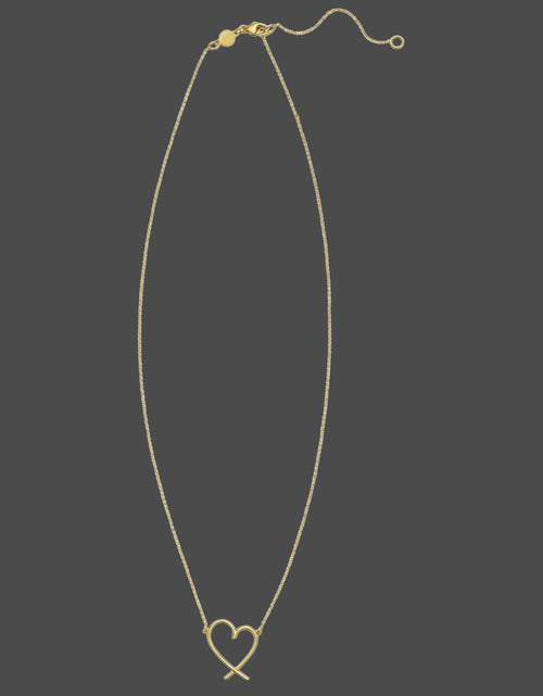 Load image into Gallery viewer, 14K Yellow Gold Open Heart Necklace Adjustable 16–18 Inch
