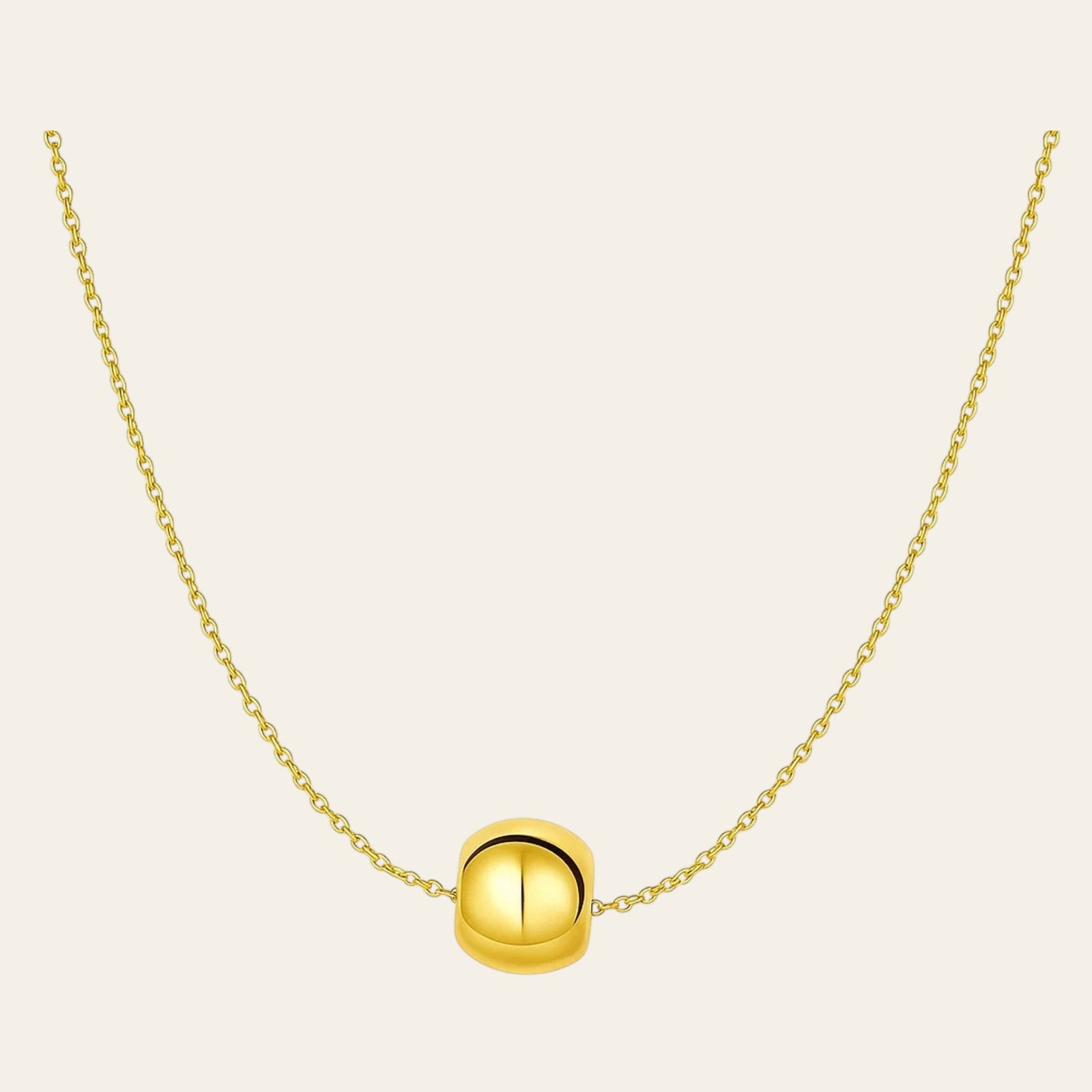 14K Yellow Gold Polished Barrel Bead Necklace