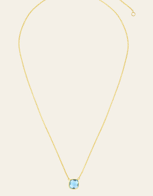 Load image into Gallery viewer, 14K Yellow Gold Cushion Blue Topaz Necklace
