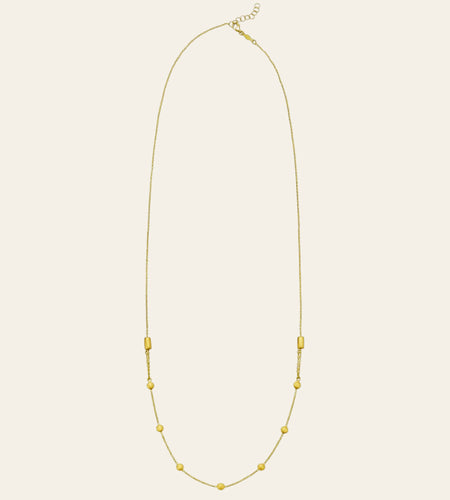 14K Yellow Gold Adjustable Bead Station Necklace