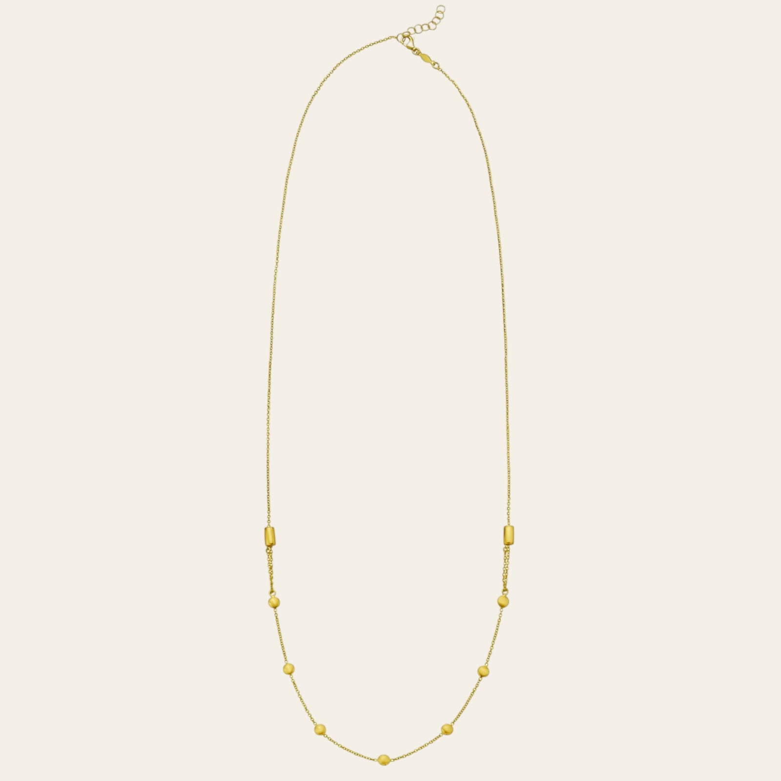 14K Yellow Gold Adjustable Bead Station Necklace