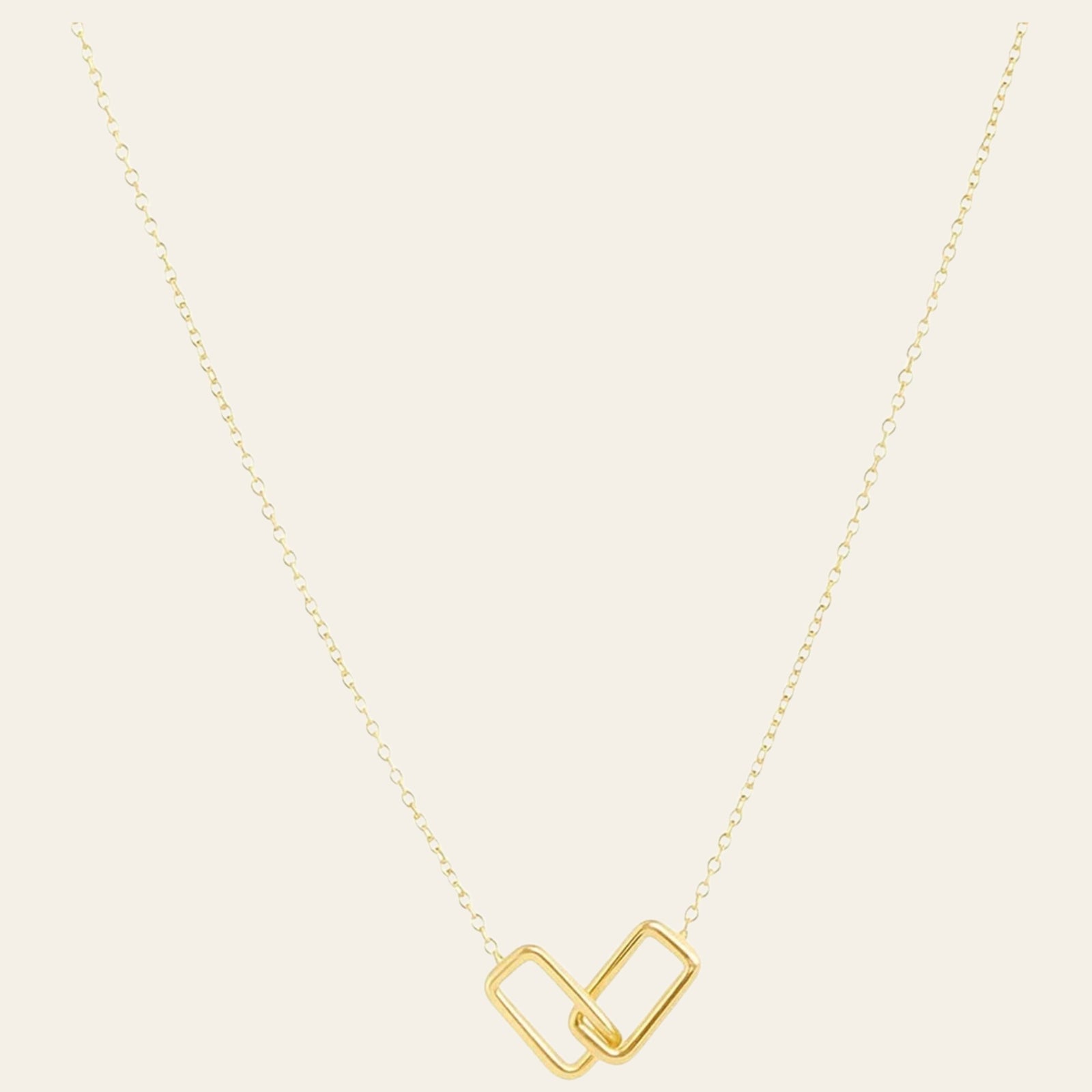 14K Yellow Gold Interlocking Rectangle Necklace