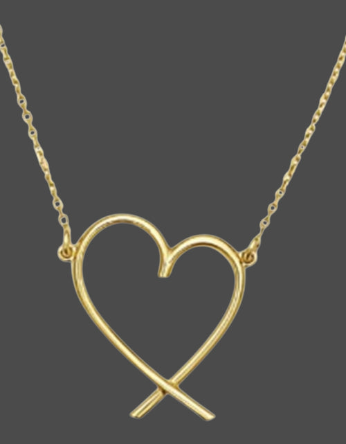 Load image into Gallery viewer, 14K Yellow Gold Open Heart Necklace Adjustable 16–18 Inch
