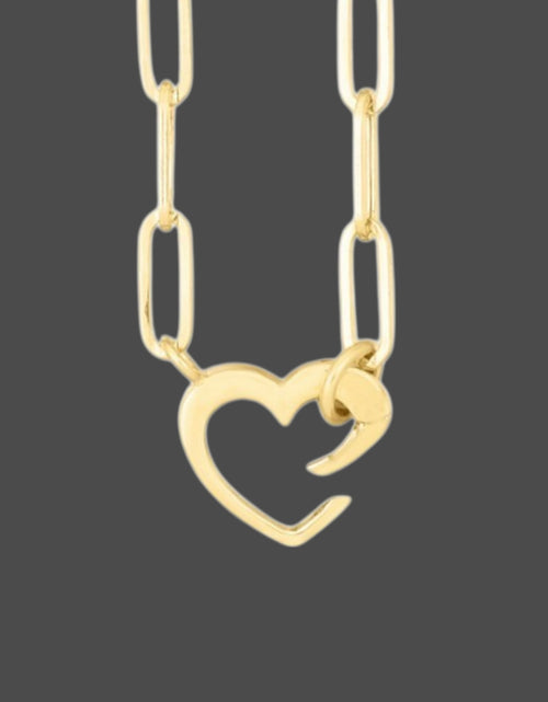 Load image into Gallery viewer, 14K Yellow Gold Heart Paperclip Necklace
